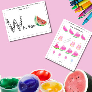 Watermelon Birthday Preschooler toddler Game card