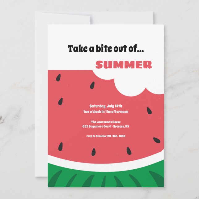 Watermelon Bite Invitation (Front)