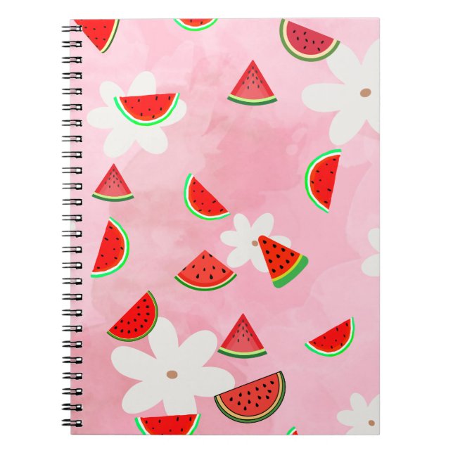 Watermelon Bloom – Fun Summer Floral Pattern" Notebook (Front)