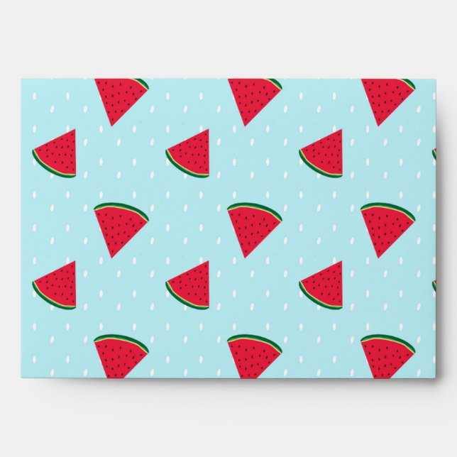Watermelon Blue Fun Summer Fruit Birthday Party Envelope (Front)