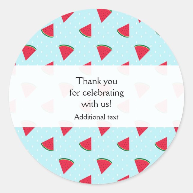 Watermelon Blue Fun Summertime Party Favor Classic Round Sticker (Front)
