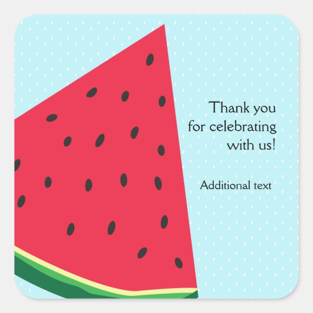 Watermelon Blue Fun Summertime Party Favor Square Sticker (Front)