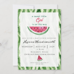 Watermelon Border Sweet Girl Summer Baby Shower Invitation