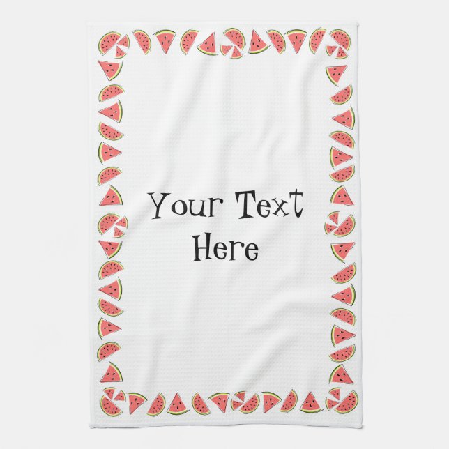 Watermelon Border Text kitchen towel (Vertical)