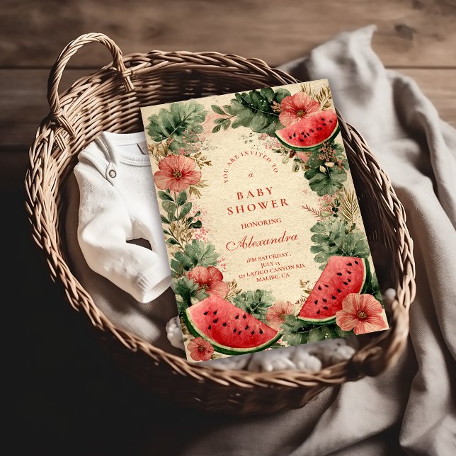 Watermelon Botanical Garden Baby Shower Invitation (Creator Uploaded)