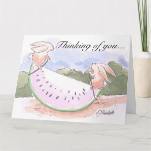 Watermelon Bunnies Thinking of You Card