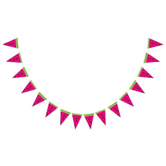 Watermelon Bunting Banner Pink Green Party Decor (All)