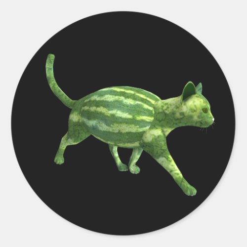 Watermelon Cat Classic Round Sticker