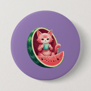 Watermelon Cat Coffee Break Button