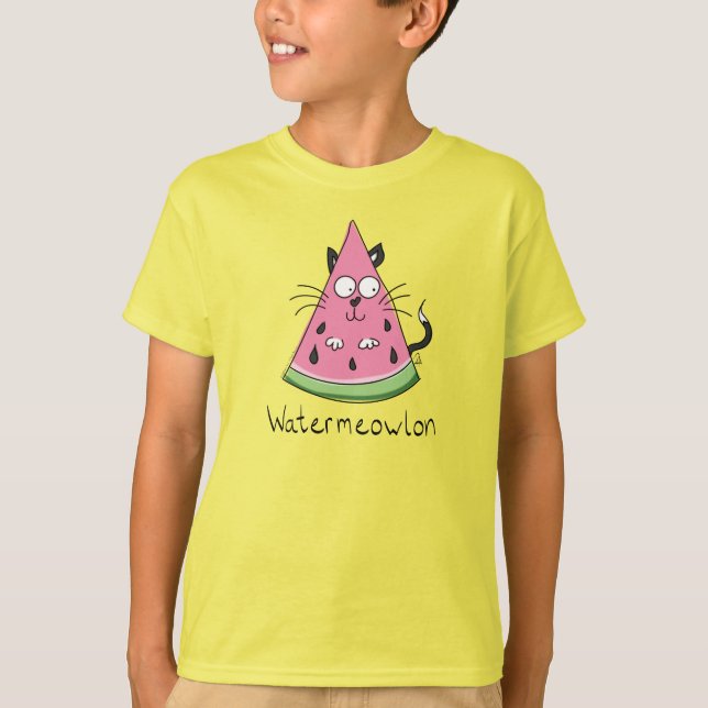 Watermelon Cat Funny Boy's T-shirt (Front)