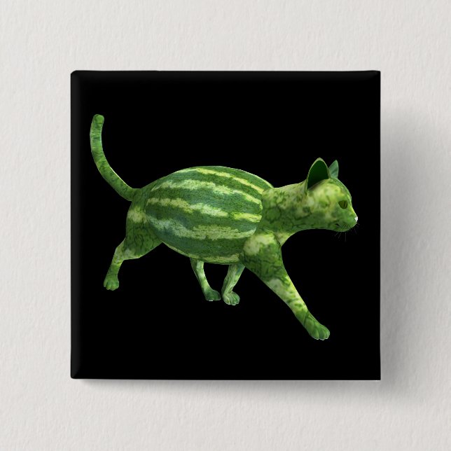 Watermelon Cat Pinback Button (Front)