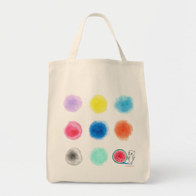 Watermelon cat with dots tote bag (Front)