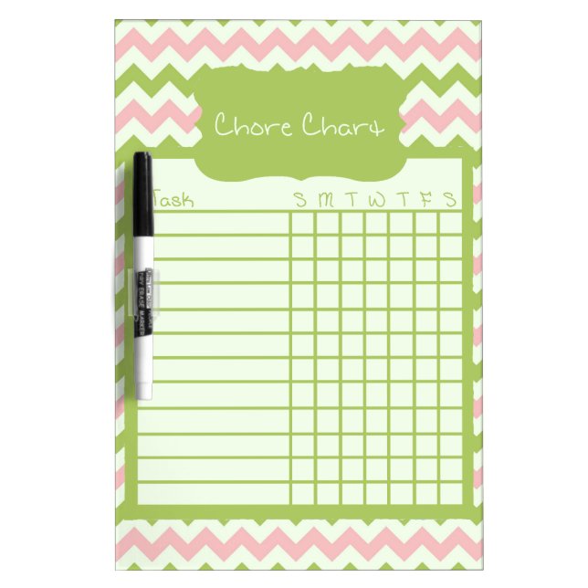 Watermelon Chevron Chore Chart Dry-Erase Board (Front)