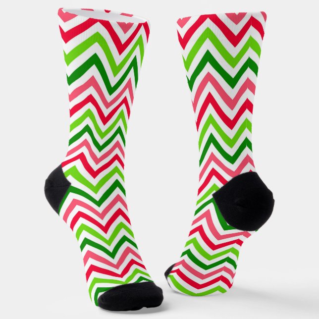 Watermelon Chevron Pattern Socks (Angled)