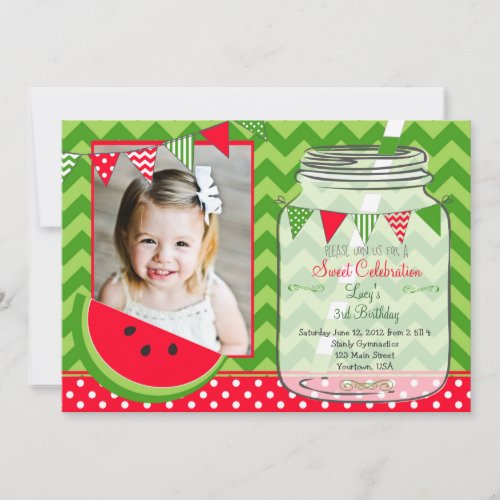 Watermelon Chevron Pendants Party Birthday Cards