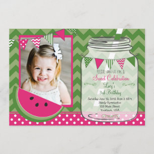 Watermelon Chevron Pendants Party Birthday Invitation