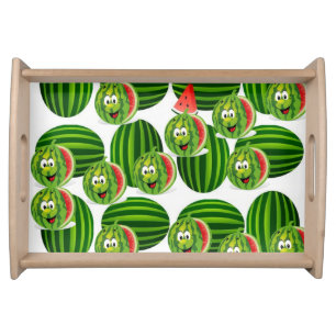 watermelon childrens white green red serving tray