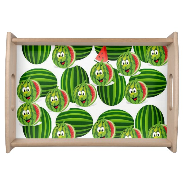 watermelon childrens white green red serving tray (Front)