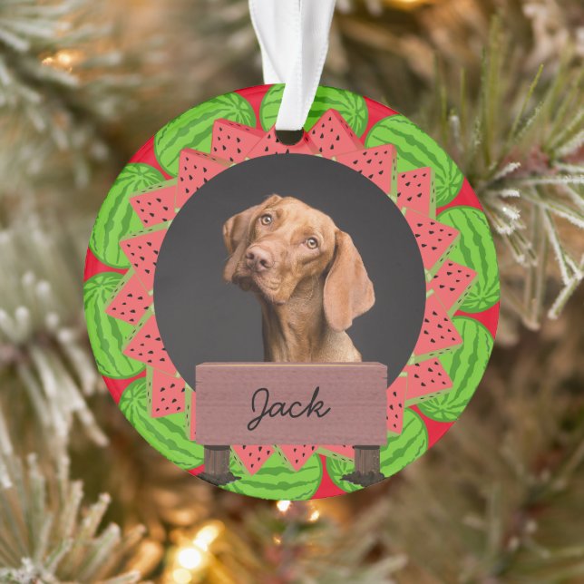 watermelon christmas holiday Custom Dog Photo Ornament (Tree)