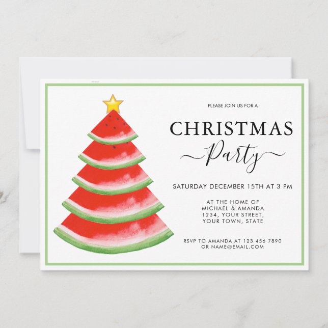Watermelon Christmas Party Invitation (Front)