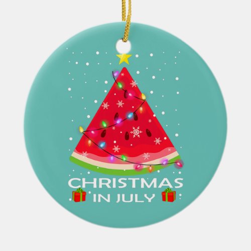 Watermelon Christmas Tree Christmas In July Ceramic Ornament