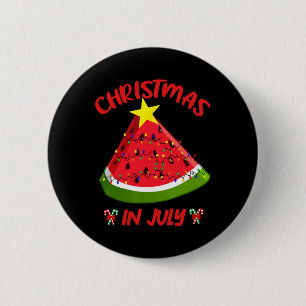 Watermelon Christmas Tree Christmas In July Summer Button