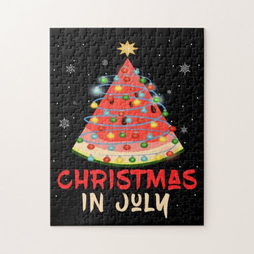 Watermelon Christmas Tree Christmas In July Summer Jigsaw Puzzle