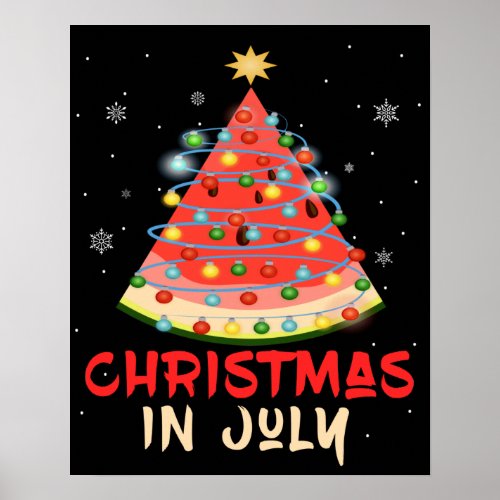 Watermelon Christmas Tree Christmas In July Summer Poster