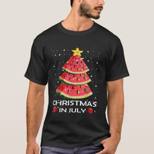 Watermelon Christmas Tree Christmas In July Summer T_Shirt