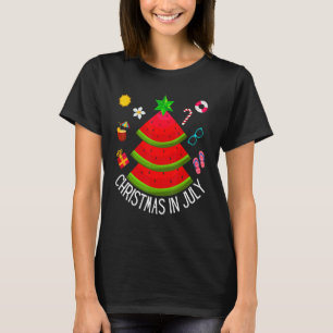 Watermelon Christmas Tree Christmas In July Summer T-Shirt