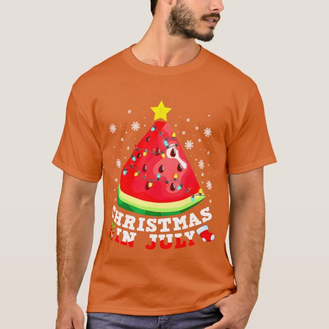 Watermelon Christmasree Christmas In July boy T-Shirt (Front)