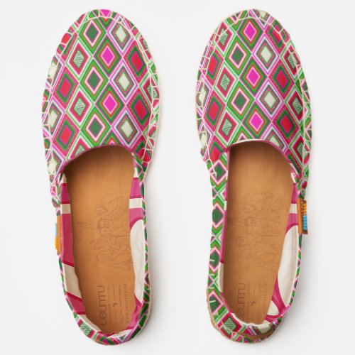 Watermelon Colored Diamond Geometric Espadrilles