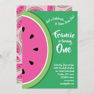Watermelon Colorful 1st Birthday Cute Invitations