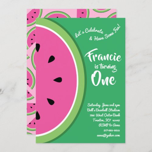 Watermelon Colorful 1st Birthday Cute Invitations