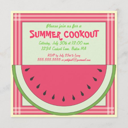 Watermelon Cookout Picnic Invitation
