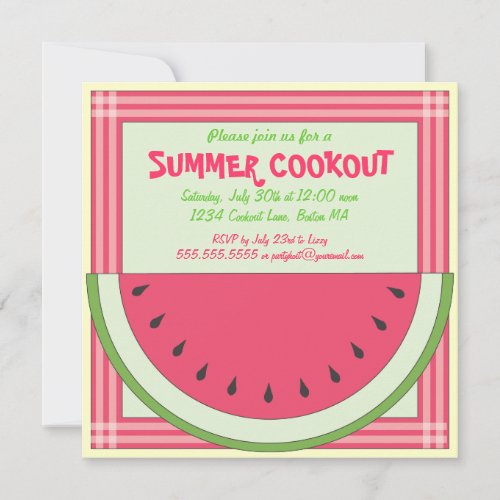 Watermelon Cookout Picnic Invitation