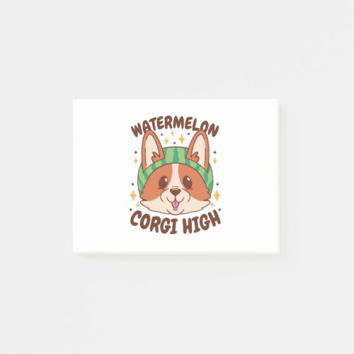 WATERMELON CORGI HIGH CORGI WEARING WATERMELON POST_IT NOTES