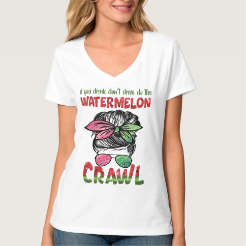 watermelon crawl messy bun T_Shirt