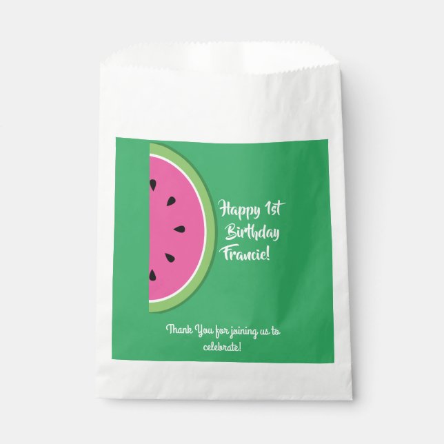 Watermelon Cute 1st Birthday Party Favor Bags (Front)