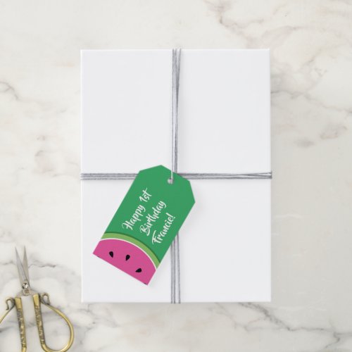 Watermelon Cute 1st Birthday Party Thank You Gift Tags