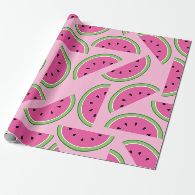 Watermelon Cute 1st Birthday Wrapping Paper (Unrolled)