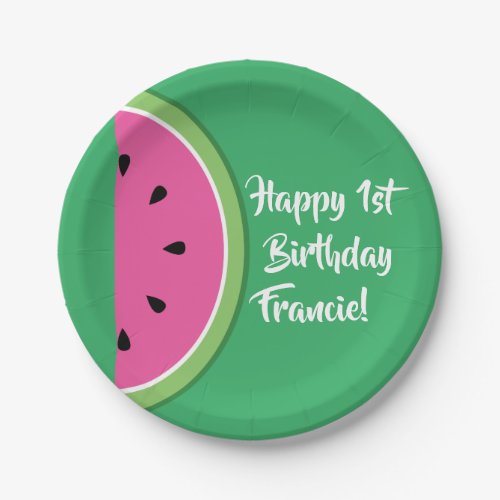 Watermelon Cute Colorful 1st Birthday Plates