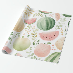 Watermelon Cute Colorful Pink Green Wrapping Paper