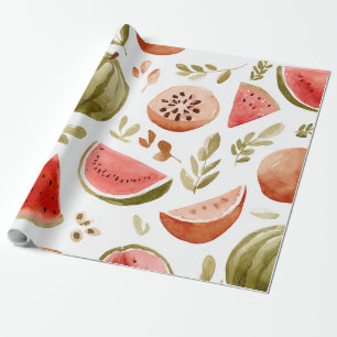 Watermelon Cute Colorful Pink Green Wrapping Paper