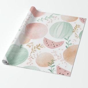 Watermelon Cute Colorful Pink Green Wrapping Paper