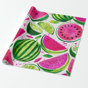 Watermelon Cute Colorful Pink Green Wrapping Paper