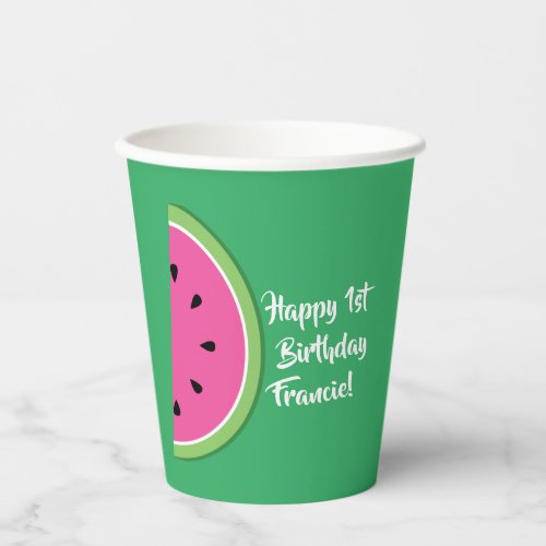 Watermelon Cute Kids 1st Birthday Paper Cups