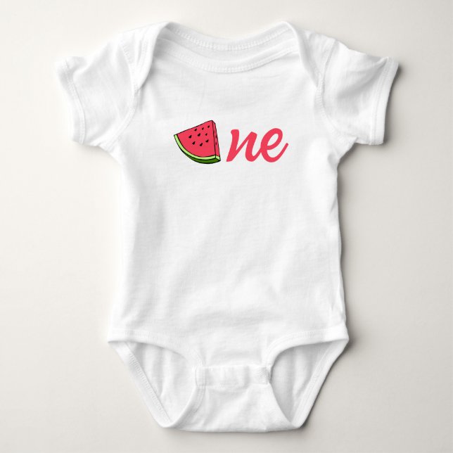 Watermelon Cute One in a Melon 1st Baby Birthday Baby Bodysuit (Front)