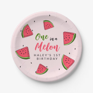 Watermelon Cute One in a Melon 1st Baby Birthday P Paper Plates