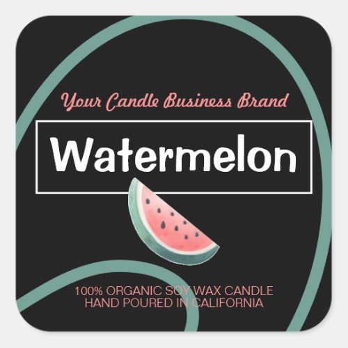 Watermelon Cute Style Modern Candles Labels Black